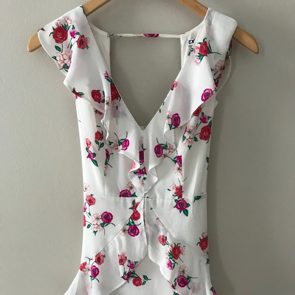 White floral ruffle dress